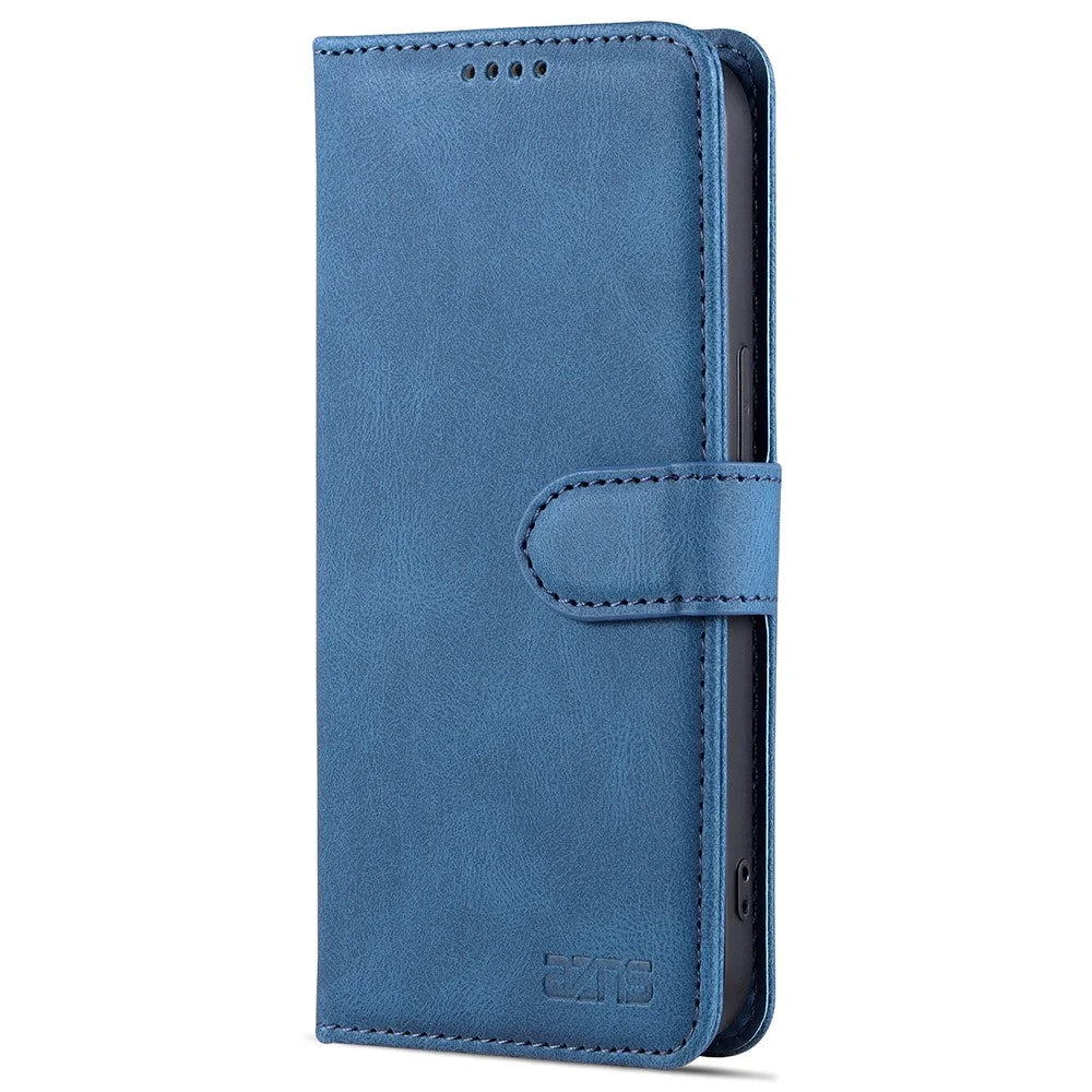 AZNS PU Leather Wallet Stand Phone Case Protective Shell for iPhone 13 Pro 6.1 inch - Blue - 2