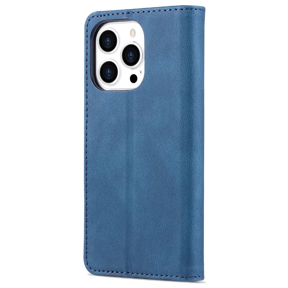 AZNS PU Leather Wallet Stand Phone Case Protective Shell for iPhone 13 Pro 6.1 inch - Blue - 3