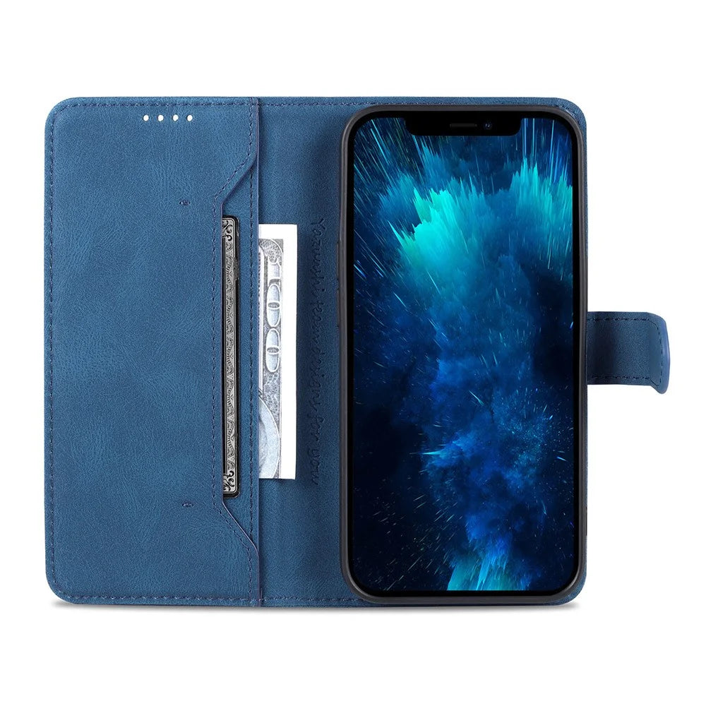 AZNS PU Leather Wallet Stand Phone Case Protective Shell for iPhone 13 Pro 6.1 inch - Blue - 5