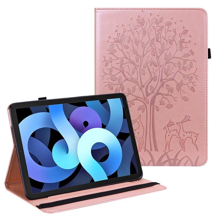 Imprinted Tree Deer Pattern Stylish Skin Feeling PU Leather Stand Tablet Cover Shell with Card Slots for iPad mini (2024) / mini (2021) - Blue - 1