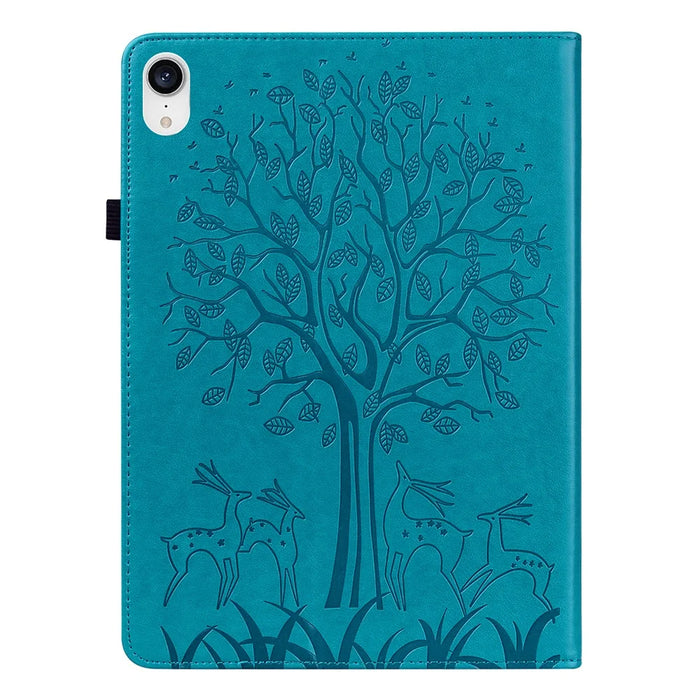 Imprinted Tree Deer Pattern Stylish Skin Feeling PU Leather Stand Tablet Cover Shell with Card Slots for iPad mini (2024) / mini (2021) - Blue - 2