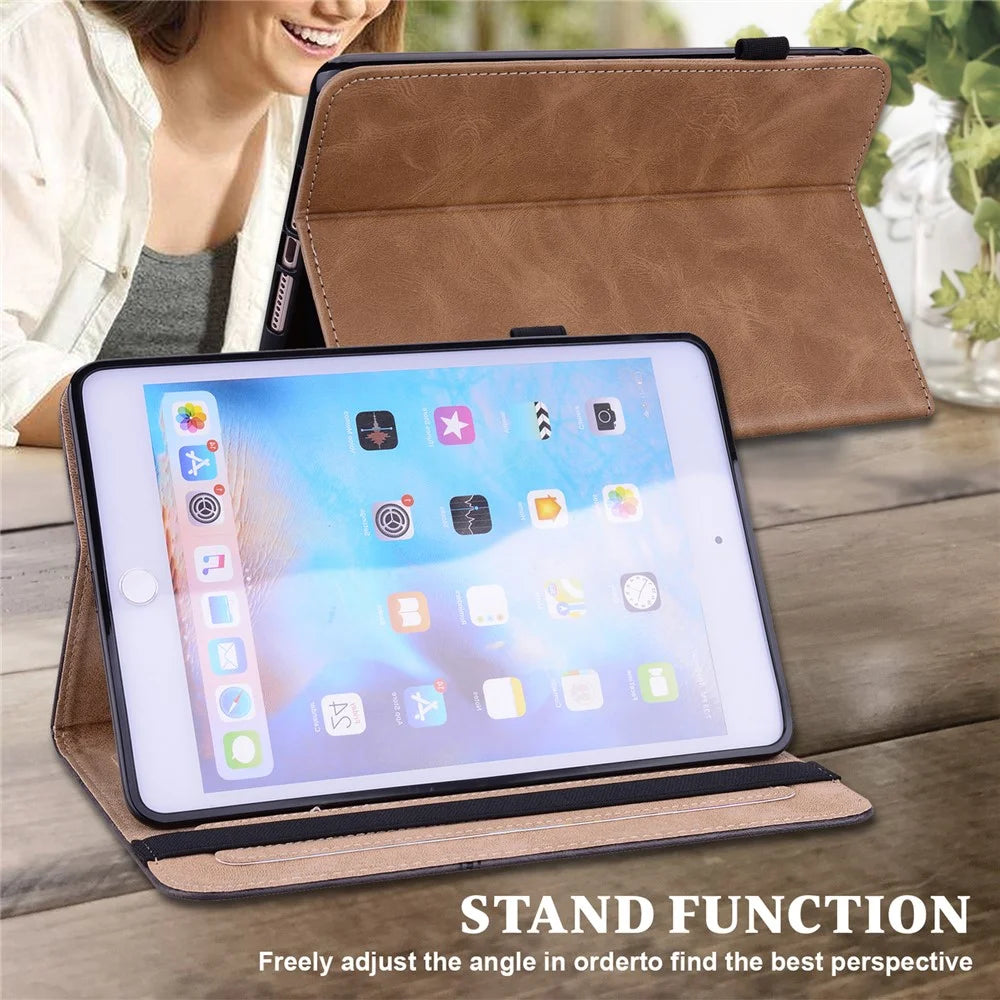 All-Round Shockproof Auto Wake and Sleep Leather Tablet Cover with Stand Card Slots for iPad mini (2024) / mini (2021) - Brown - 3