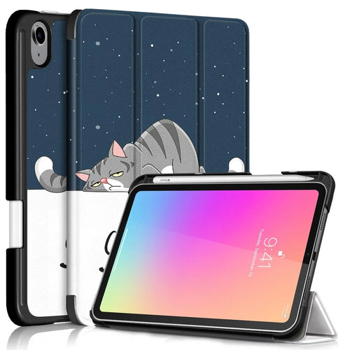 Pattern Printing Tri-Fold Stand Auto Wake / Sleep Leather Case for iPad mini (2024) / mini (2021) - Cat - 1