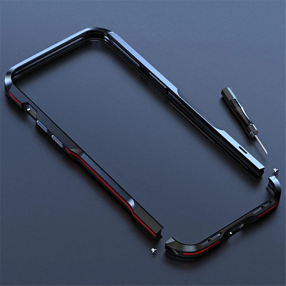 LUPHIE Drop Protection Ultra Thin Aluminum Metal Bumper Cover for iPhone 13 Pro 6.1 inch - Red - 4