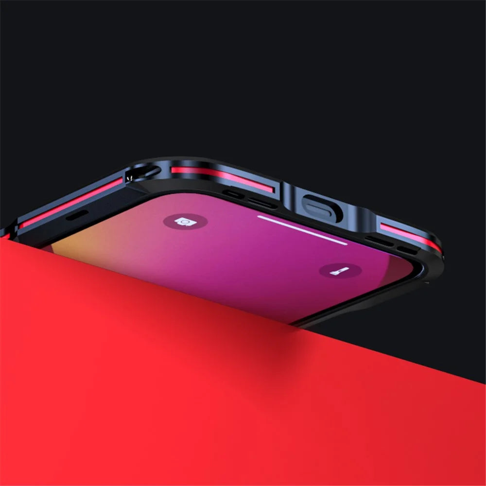 LUPHIE Drop Protection Ultra Thin Aluminum Metal Bumper Cover for iPhone 13 Pro 6.1 inch - Red - 5