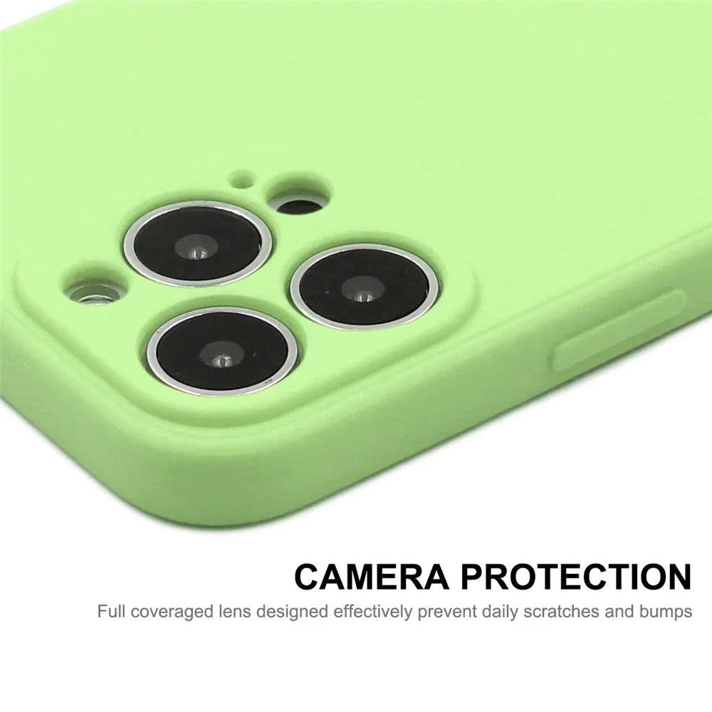 ENKAY HAT PRINCE Anti-Scratch Straight Edging Liquid Silicone Phone Cover Case + Super Tough 0.26mm 9H 2.5D Tempered Glass Ultra Clear Protector for iPhone 13 mini 5.4 inch - Light Green - 2