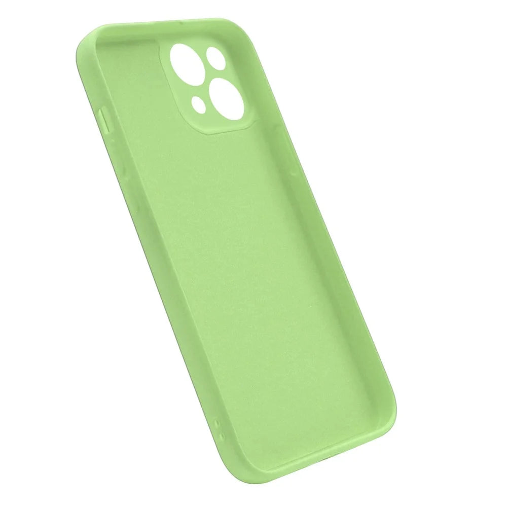 ENKAY HAT PRINCE Anti-Scratch Straight Edging Liquid Silicone Phone Cover Case + Super Tough 0.26mm 9H 2.5D Tempered Glass Ultra Clear Protector for iPhone 13 mini 5.4 inch - Light Green - 7