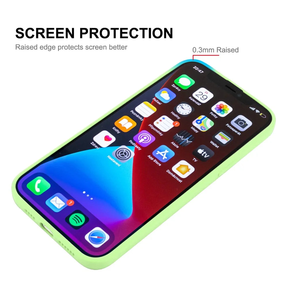 ENKAY HAT PRINCE Straight Edging Liquid Silicone Phone Cover Case + 0.26mm 9H 2.5D Tempered Glass Ultra Clear Protector for iPhone 13 6.1 inch - Dark Green - 5