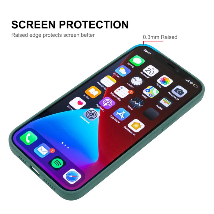 ENKAY HAT PRINCE Solid Color Anti-Drop Liquid Silicone Precise Hole Opening Phone Cover Case for iPhone 13 Pro Max 6.7 inch - Dark Green - 5