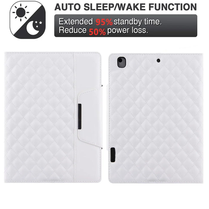 Embroidery Grids with Quality Hardware Leather Stand Wallet Tablet Cover for iPad 10.2 (2021)/(2020)/(2019)/Pro 10.5-inch (2017)/Air 10.5 inch (2019) - White - 6