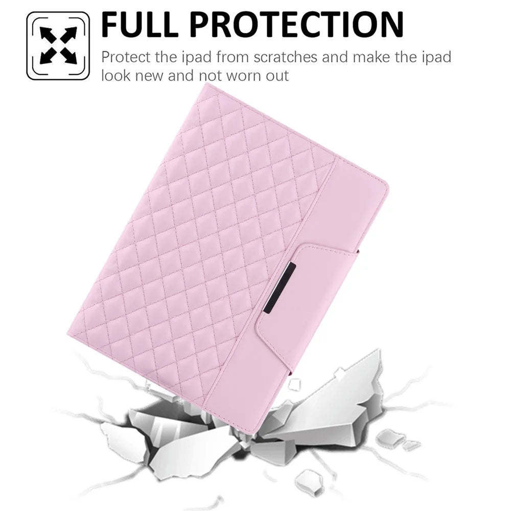 Grids Leather Stand Wallet Tablet Cover for iPad Pro 11 (2022) /  (2021) / (2020) / (2018) / Air 11 (2026) / (2025) / (2024) / Air (2020) / Air (2022) - Pink - 5