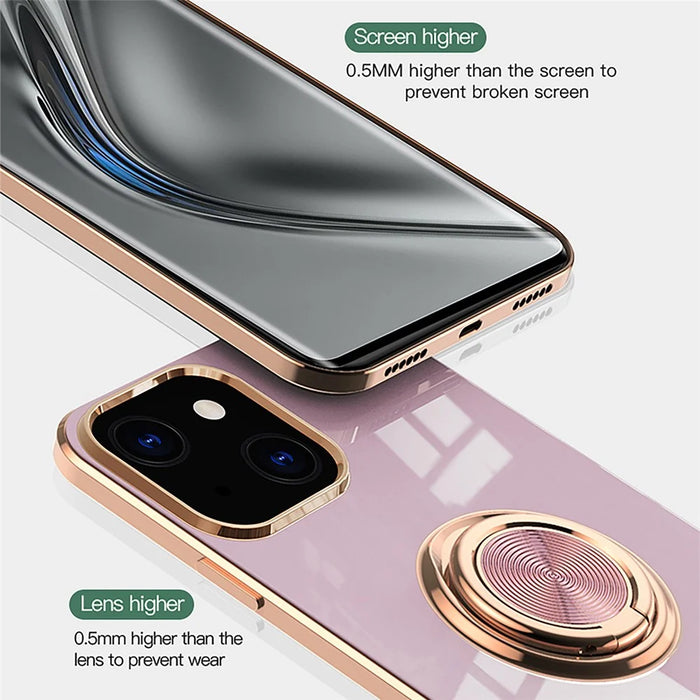 Mirror Surface Electroplating Anti Fall TPU Phone Case Cover with Kickstand for iPhone 13 mini 5.4 inch - Green - 5
