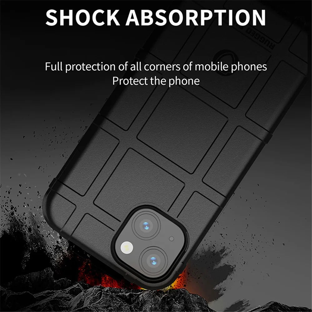 Shockproof Scratch-Resistant Rugged Square Grid Texture Light Soft TPU Phone Case for iPhone 13 6.1 inch - Green - 2