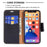 Solid Color Litchi Texture PU Leather Phone Wallet Case Cover with Strap for iPhone 13 6.1 inch - Black - 3