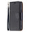 Solid Color Litchi Texture PU Leather Phone Wallet Case Cover with Strap for iPhone 13 6.1 inch - Black - 4