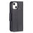 Solid Color Litchi Texture PU Leather Phone Wallet Case Cover with Strap for iPhone 13 6.1 inch - Black - 5
