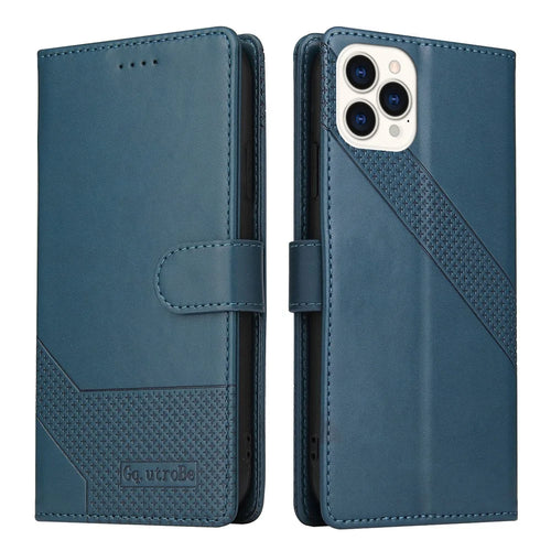 GQ.UTROBE 009 Series For iPhone 13 Pro Max 6.7 inch Quality Leather Phone Wallet Cover Case - Blue - 1