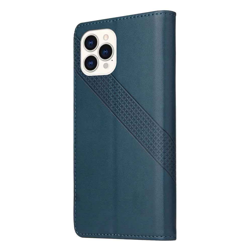 GQ.UTROBE 009 Series For iPhone 13 Pro Max 6.7 inch Quality Leather Phone Wallet Cover Case - Blue - 3