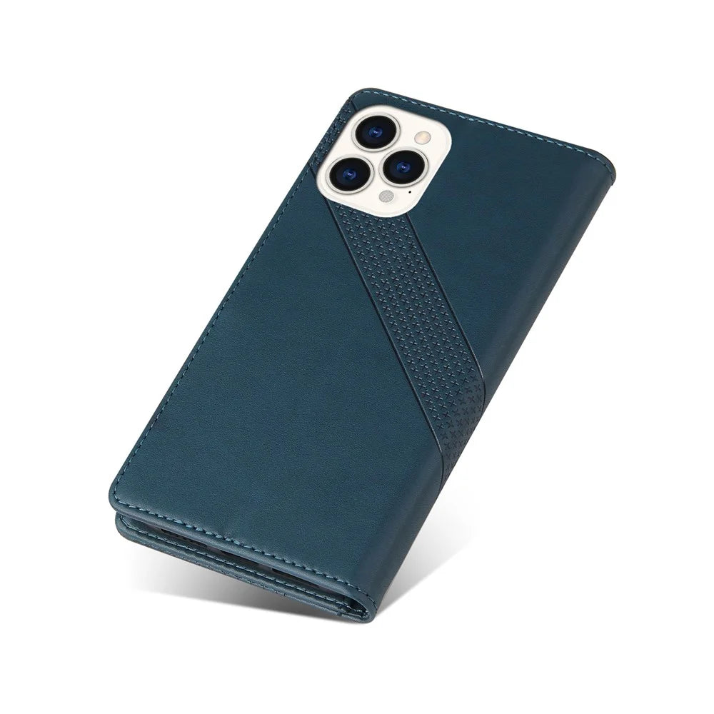 GQ.UTROBE 009 Series For iPhone 13 Pro Max 6.7 inch Quality Leather Phone Wallet Cover Case - Blue - 7