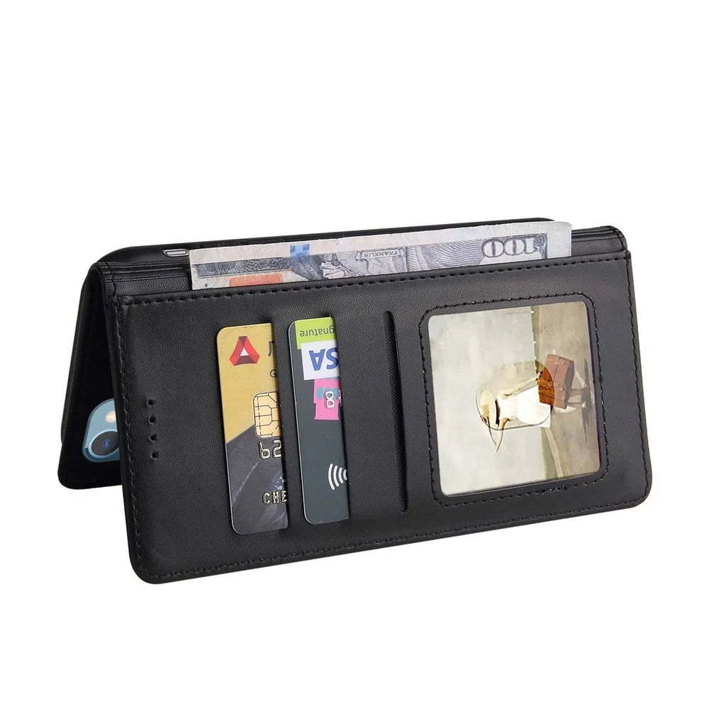 GQ.UTROBE 009 Series Full Protection Leather Phone Wallet Cover Shell for iPhone 12 Pro / iPhone 12 6.1 inch - Black - 6
