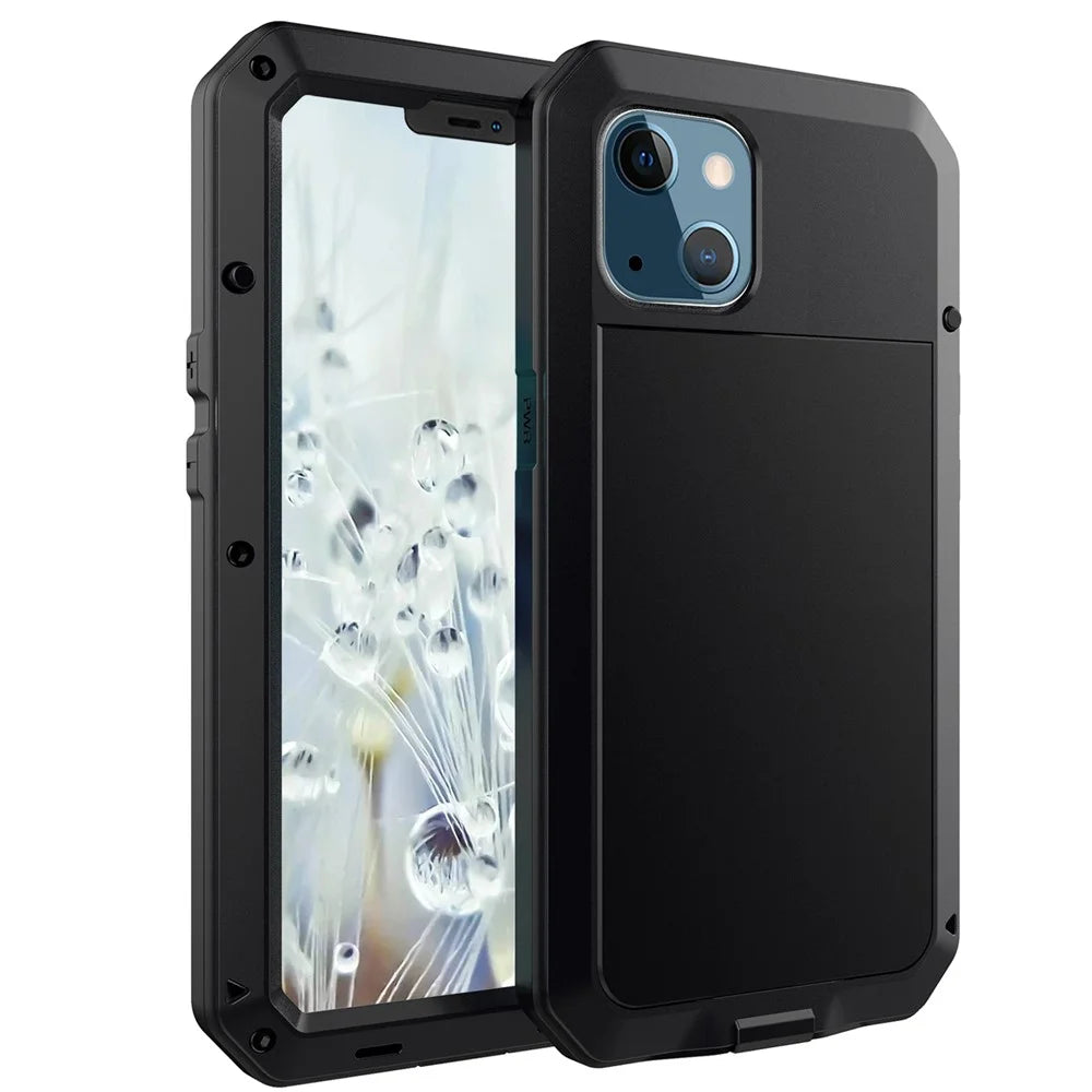 Tank Series 360 Degree Full-body Protection Heavy Duty Sturdy Hybrid Case with Built-in Tempered Glass Film Designed for iPhone 13 6.1 inch - Black - 1