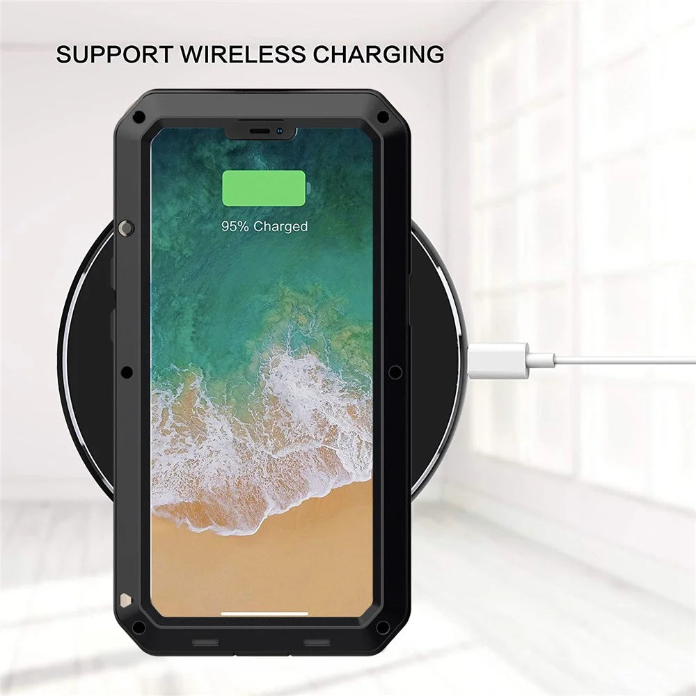 Tank Series 360 Degree Full-body Protection Heavy Duty Sturdy Hybrid Case with Built-in Tempered Glass Film Designed for iPhone 13 6.1 inch - Black - 4