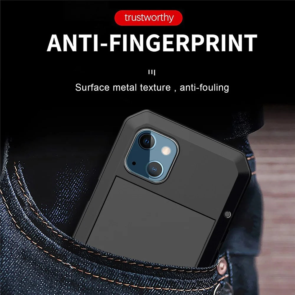 Tank Series 360 Degree Full-body Protection Heavy Duty Sturdy Hybrid Case with Built-in Tempered Glass Film Designed for iPhone 13 6.1 inch - Black - 7