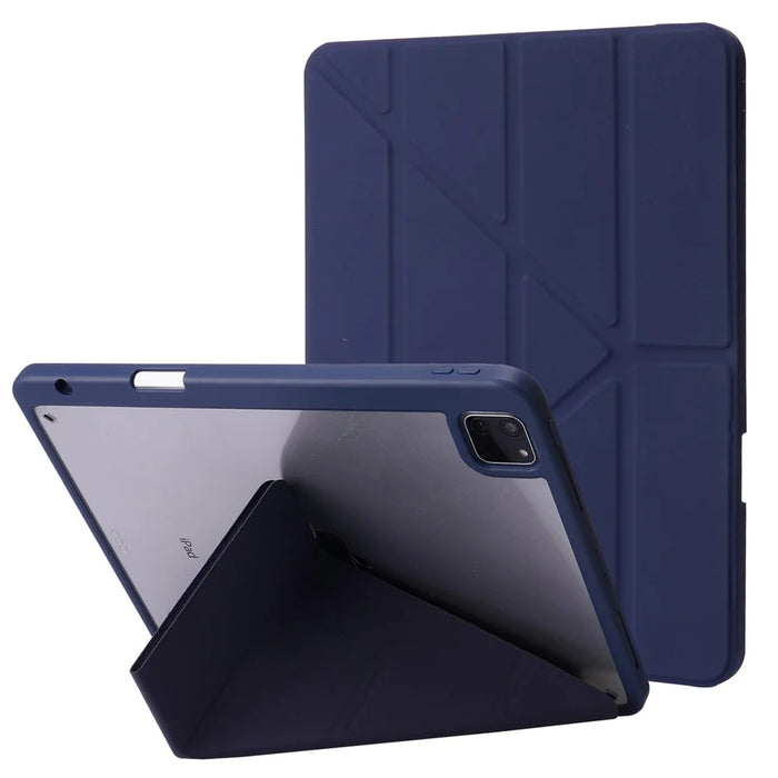 Auto Wake / Sleep PU Leather + Acrylic Deformable Stand Tablet Case Cover for iPad Pro 11 (2022) /  (2021) / (2020) - Dark Blue - 1