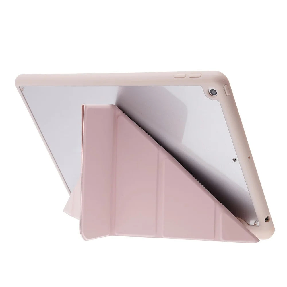 PU Leather Origami Stand Tablet Case Cover with Auto Wake/Sleep Function for iPad 10.2 (2021)/(2020)/(2019) - Pink - 4