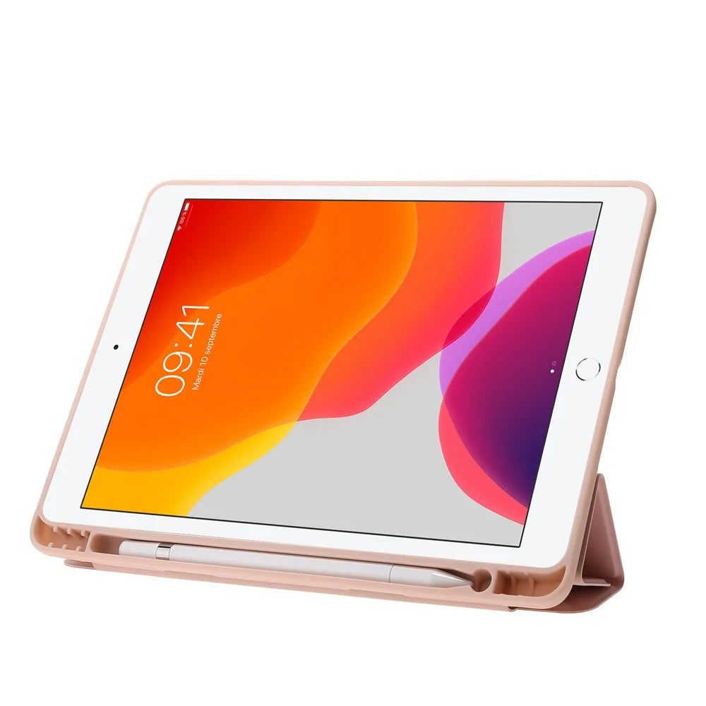 Origami Stand Acrylic + PU Leather Tablet Cover Protector with Auto Wake/Sleep for iPad 9.7-inch (2018)/(2017)/iPad Air 2/iPad Air (2013) - Pink - 5