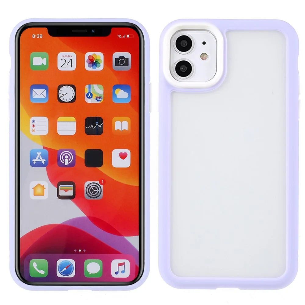 TPU + Matte Acrylic Dual-layer Protection Stylish Cell Phone Protective Cover Case for iPhone 11 6.1 inch - Light Purple - 1