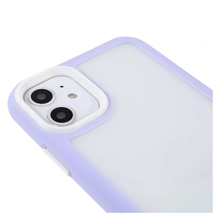 TPU + Matte Acrylic Dual-layer Protection Stylish Cell Phone Protective Cover Case for iPhone 11 6.1 inch - Light Purple - 6