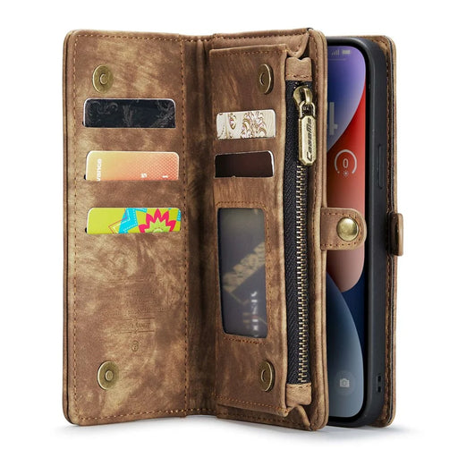 CASEME 008 Series for iPhone 13 mini Detachable 2 in 1 Wallet Case Anti-Collision PU Leather + TPU Phone Stand Cover - Brown - 2