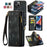 CASEME 008 Series Shock-Absorbed Detachable 2-in-1 Multi-Function TPU + PU Leather Phone Wallet Stand Shell for iPhone 13 6.1 inch - Black - 1