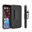 Woven Texture Swivel Belt Clip Kickstand Design Anti-Scratch Shockproof PC + TPU Hybrid Case for iPhone 13 Pro Max 6.7 inch - Black - 1