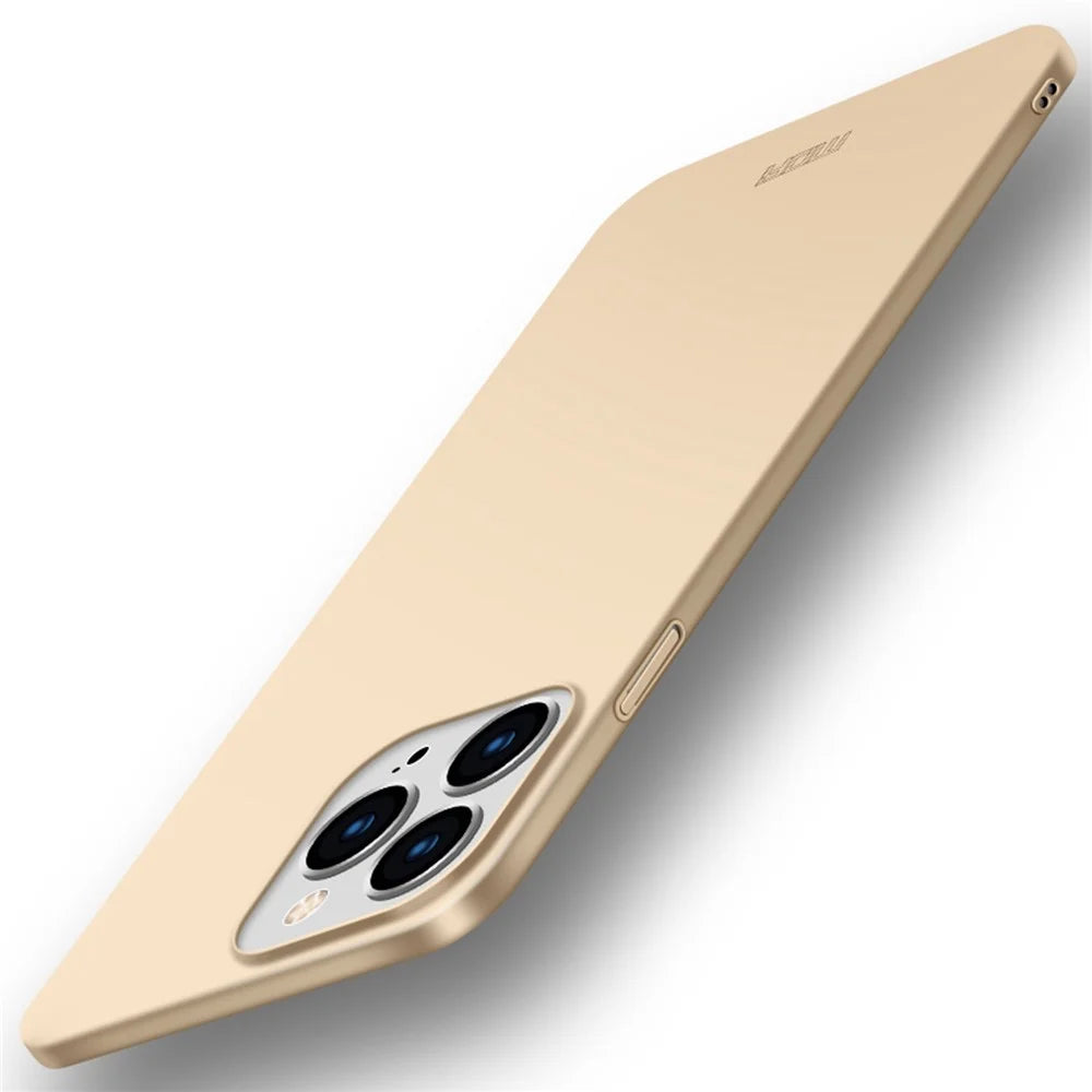 MOFI Shield Slim Frosted Finish Surface Hard Plastic Cell Phone Back Case Protector for iPhone 13 Pro Max 6.7 inch - Gold - 1