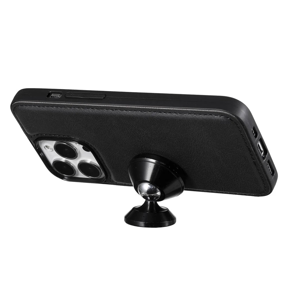 For iPhone 13 Pro Max Case 2 in 1 Detachable Magnetic Leather Wallet Mobile Cover with Strap - Black - 7