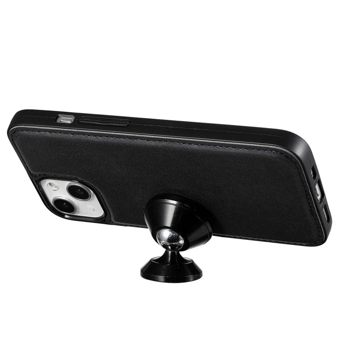 For iPhone 13 Case 2 in 1 Detachable Magnetic Leather Wallet Mobile Cover with Strap - Black - 7