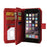 For iPhone SE (2022) / SE (2020) / 8 / 7 / 6 Zipper Wallet Case with 15 Card Slots and Strap Leather Phone Cover - Red - 1