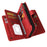 For iPhone SE (2022) / SE (2020) / 8 / 7 / 6 Zipper Wallet Case with 15 Card Slots and Strap Leather Phone Cover - Red - 5