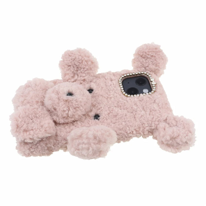 3D Furry Bear Plush Doll Anti-fall TPU Phone Case Shell for iPhone 13 6.1 inch - Pink - 5