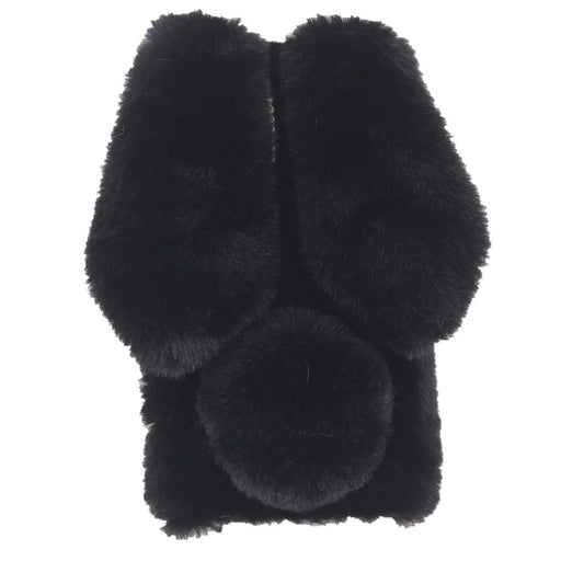 Bling Rhinestone Decor 3D Bunny Ears Soft Furry TPU Bumper Protective Skin Cover for iPhone 13 mini 5.4 inch - Black - 1