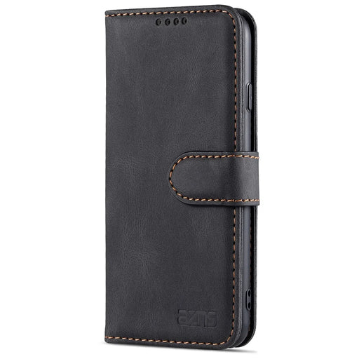 AZNS Shock-Absorbed Leather Phone Cover + Soft TPU Inner Shell Wallet Stand Case for iPhone SE (2022)/SE (2020)/8/7 - Black - 2