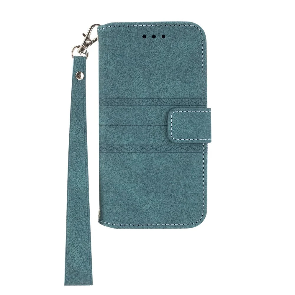 Imprint Pattern Design PU Leather + TPU Wallet Phone Case Phone Cover with Wrist Strap for iPhone 11 6.1 inch - Green - 2