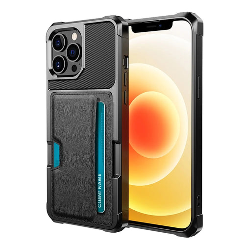ZM02 Card Slot Design PU Leather Coated Hybrid Cover Phone Case Protector for iPhone 13 Pro Max 6.7 inch - Black - 1