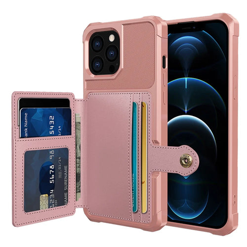 ZM03 TPU Phone Case + PU Leather Wallet with Magnetic Metal Sheet for iPhone 13 Pro Max 6.7 inch - Pink - 1