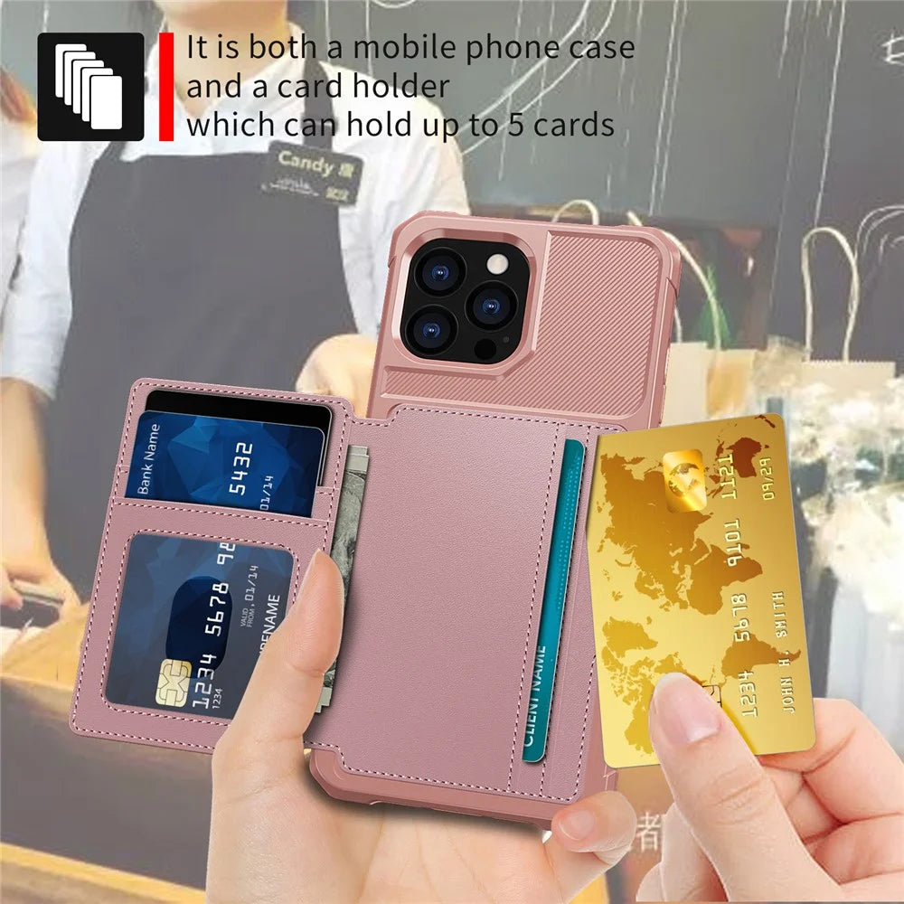 ZM03 TPU Phone Case + PU Leather Wallet with Magnetic Metal Sheet for iPhone 13 Pro Max 6.7 inch - Pink - 5