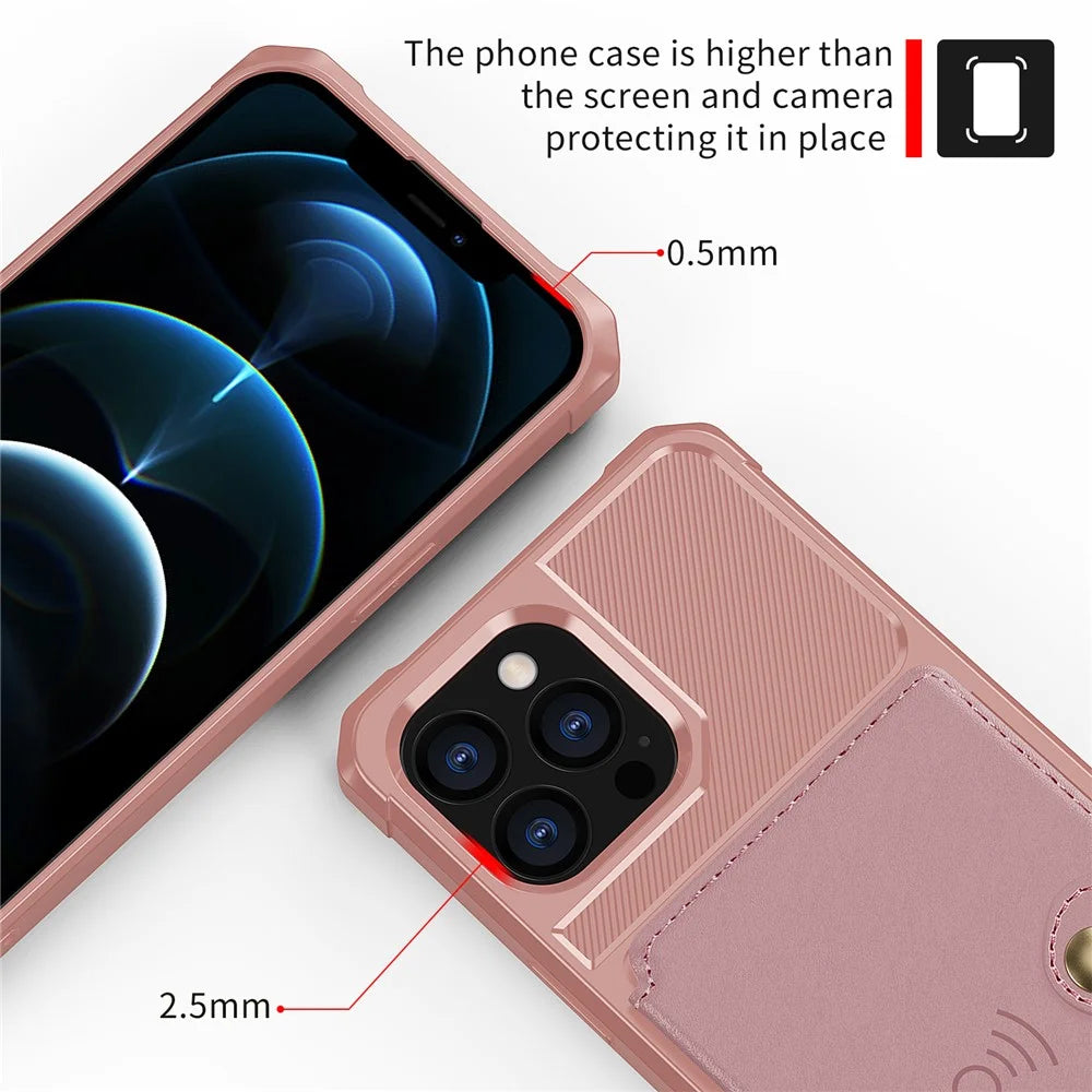 ZM03 TPU Phone Case + PU Leather Wallet with Magnetic Metal Sheet for iPhone 13 Pro Max 6.7 inch - Pink - 6