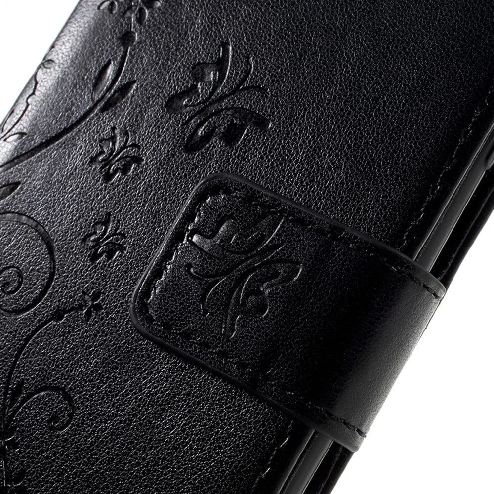 PU Leather Case for iPhone SE (2020) / SE (2022) / 8 / 7 4.7 inch Phone Wallet Cover with Strap - Black - 7