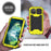 R-JUST Triple Protection Dustproof Dropproof Daily Waterproof Phone Protector Cover Kickstand Shell with Tempered Glass Screen Protector for iPhone 13 mini 5.4 inch - Yellow - 4